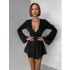 Čierne elegantné mini šaty STREGH s dlhým rukávom