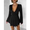 Černé elegantní mini šaty STREGH s dlouhým rukávem (Veľkosť ONESIZE)