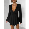 Čierne elegantné mini šaty STREGH s dlhým rukávom