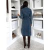 Modré džínové midi šaty HERTOZ s dlouhým rukávem (Veľkosť L)