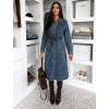 Modré džínové midi šaty HERTOZ s dlouhým rukávem (Veľkosť L)