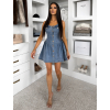 Modré džínsové vypasované krátke šaty MUNDIS
