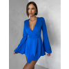 Modré koktailové šaty STREGH s dlhým rukávom