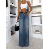 Modré extra wide leg široké džíny PELYNX (Veľkosť L)