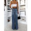 Modré extra wide leg široké džíny PELYNX (Veľkosť L)