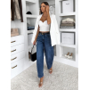 Modré široké pohodlné mom džínsy TREVOS