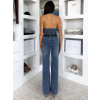 Modrý džínový dlouhý denim overal MISTON (Veľkosť L)
