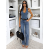Modrý džínsový dlhý denim overal MISTON