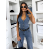 Modrý džínový dlouhý denim overal MISTON (Veľkosť L)