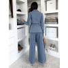 Modrý kalhotový džínový denim komplet ZYLORA s košilí (Veľkosť M/L)