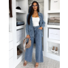 Modrý kalhotový džínový denim komplet ZYLORA s košilí (Veľkosť M/L)