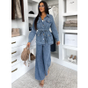 Modrý kalhotový džínový denim komplet ZYLORA s košilí (Veľkosť M/L)