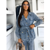 Modrý kalhotový džínový denim komplet ZYLORA s košilí (Veľkosť M/L)