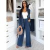 Modrý tmavý kalhotový džínový komplet ISLAND s košilí (Veľkosť M/L)