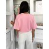 Růžové bavlněné oversize triko KINGDOM s perlami (Veľkosť M/L)