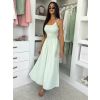 Světle zelené dlouhé bavlněné šaty WONDER na ramínka (Veľkosť M/L)