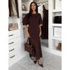Tmavě hnědé stylové dlouhé šaty LEGACY s krajkou (Veľkosť ONESIZE)