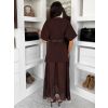 Tmavě hnědé stylové dlouhé šaty LEGACY s krajkou (Veľkosť ONESIZE)