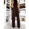 Tmavě hnědé wide leg džíny CEVORA (Veľkosť L)