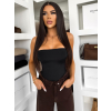 Tmavě hnědé wide leg džíny CEVORA (Veľkosť L)