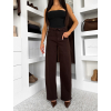 Tmavě hnědé wide leg džíny CEVORA (Veľkosť L)
