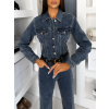 Tmavě modrý džínový denim dlouhý overal ZENTRO (Veľkosť L)