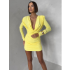Žlté koktailové krátke šaty LUVRIEN s riasením