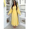 Žluté maxi dlouhé košilové šaty MATRIX (Veľkosť M/L)