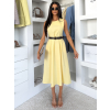 Žlté puzdrové áčkové midi šaty GERARDYS s opaskom