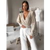 Béžové elegantní body KORBIX s výstřihem (Veľkosť ONESIZE)