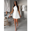 Biele elegantné vypasované krátke šaty NATIVE (Veľkosť L)