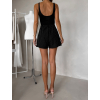Čierna elegantná krátka pruhovaná sukňa SORELI s kraťasmi (Veľkosť ONESIZE)