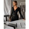 Černé elegantní body LORIEN s dlouhým rukávem a krajkou (Veľkosť ONESIZE)