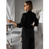Čierne elegantné sako THELYA s viazaním (Veľkosť ONESIZE)