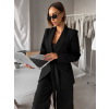 Čierne elegantné sako THELYA s viazaním (Veľkosť ONESIZE)