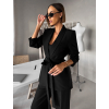 Čierne elegantné sako THELYA s viazaním (Veľkosť ONESIZE)