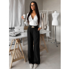 Čierne elegantné široké dlhé nohavice YOUNG s opaskom (Veľkosť L)