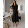 Čierne vypasované midi šaty WONDIX s opaskom (Veľkosť ONESIZE)