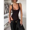 Tmavě hnědé elastické basic body ORELIA s výstřihem (Veľkosť ONESIZE)