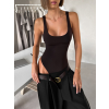 Tmavě hnědé elastické basic body ORELIA s výstřihem (Veľkosť ONESIZE)