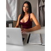 Vínové elastické basic body ORELIA s výstrihom (Veľkosť ONESIZE)