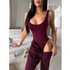 Vínové elastické basic body ORELIA s výstřihem (Veľkosť ONESIZE)