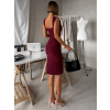 Vínové jednoduché rebrované šaty ARACYT s rázporkom (Veľkosť ONESIZE)