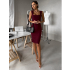 Vínové jednoduché rebrované šaty ARACYT s rázporkom (Veľkosť ONESIZE)