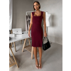 Vínové jednoduché rebrované šaty ARACYT s rázporkom (Veľkosť ONESIZE)