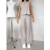 Béžovošedé elegantné široké nohavice ALMORY (Veľkosť L)