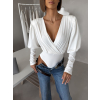Bílé elegantní body KORBIX s výstřihem (Veľkosť ONESIZE)