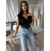 Čierne elegantné body NERTIS s výstrihom (Veľkosť L)