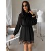 Černé elegantní koktejlové šaty KRYSTALU s krajkou (Veľkosť ONESIZE)