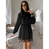 Čierne elegantné koktailové šaty KRYSTALU s čipkou (Veľkosť ONESIZE)